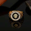 Hip Hop 18K Gold Plated Lion Head Rhinestone Ring for Men, US Size: 10, Inner Diameter: 20mm, Perimeter: 62mm(Gold)