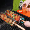 Upgrade Flip-top Lid BBQ Cage Stainless Steel Rolling Grilling Basket With Wooden Handle Small