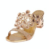 Fashion Thick Heel Rhinestone Fish Mouth Slippers, Size:37(Gold)