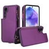 For Samsung Galaxy S24 5G Double Flap Zipper RFID Leather Phone Case with Short Lanyard(Dark Purple)