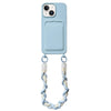 For iPhone 13 Dopamine Card Slot Phone Case with Lanyard(Blue)
