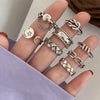 S925 Sterling Silver Cool Style Ladies Combination Ring, Specification:J449