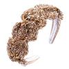 Ladies Handmade Crystal Flower-shaped Super Flashing Wide-brimmed Headband Hipster Hair Press(Light Brown)