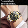 OLEVS 2859 Men Multifunctional Luminous Waterproof Quartz Watch(Black + Gold)