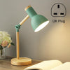 T1062 Dormitory Eye Protection Desk Lamp Bbedroom Bedside Wood Lamp, Power source: UK Plug(Green)