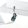 S925 Sterling Silver Peacock Feather Pendant DIY Bracelet Necklace Accessories