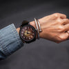 Waterproof Retro PU Leather Strap Quartz Watch(Black Band Wooden Dial)