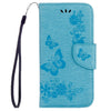 For Galaxy A3 (2017) / A320 Butterflies Embossing Horizontal Flip Leather Case with Holder & Card Slots & Wallet & Lanyard (Blue)