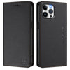 For iPhone 12 / 12 Pro RC01 Dual-Folded Magnetic Suction RFID Leather Phone Case(Black)
