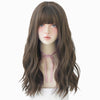 Ladies Long Hair Slightly Curly Wig Natural Fluffy Hair Cover, Color:Gradient Soot Pink