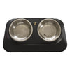 Pugga Double Black Tilted Cat & Dog Bowl - Stainless Steel