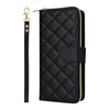 For Samsung Galaxy S25 5G Crossbody Rhombic Zipper Tower Buckle Leather Phone Case with Lanyard(Black)