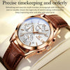 OLEVS 2872 Men Three Eyes Six Needles Chronograph Waterproof Quartz Watch(White + Rose Gold)
