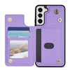 For Samsung Galaxy S21+ 5G Rhombic Dual Buckle Card Slots Phone Case with Lanyard(Purple)