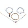4 PCS/ Set  Bohemian Charm Bead Bracelet Women Heart Marble Stone Tassel Bangles
