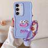 For Samsung Galaxy A25 5G Cartoon Sausage Mouth TPU Phone Case with Bead Chain(Purple)