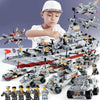 Aircraft Carrier Shaped Children Building Blocks Small Particle Assembled Educational Toys(Red Sea Cruiser)