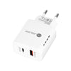 TE-PD01 PD 20W + QC3.0 USB Dual Ports Quick Charger with Indicator Light, EU Plug(White)