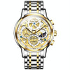OLEVS 9947 Men Multifunctional Hollow Waterproof Quartz Watch(White + Gold)