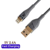 2pcs 2.4A USB to 8 Pin Transparent Fast Charging Data Cable, Length: 1m(Grey)