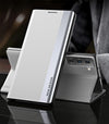 For Samsung Galaxy S21+ 5G Side Electroplated Magnetic Ultra-Thin Horizontal Flip Leather Case with Holder(Silver)