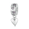 S925 Sterling Silver Platinum Plated Smart Heart Love Buckle DIY Beads(SCC2694)