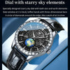 OLEVS 9967 Men Starry Sky Face Diamond Bezel Quartz Watch(Black Leather Strap)
