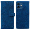For iPhone 12 Lace Floral Embossed Magnetic Buckle Leather Phone Case(Blue)