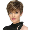WIG-305 Female High Temperature Silk Wig Oblique Bangs Short Hair Chemical FiberHeadgear(Brown+Light Gold)