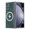 For Samsung Galaxy Z Fold5 Electroplating Lightning MagSafe Fold Full Coverage Phone Case(Green)