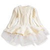 Winter Girls Knit Long Sleeve Sweater Organza Dress Evening Dress, Size:100cm(White  )