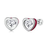 S925 Sterling Silver Heart Zircon Ear Stud Women Earrings(Red)