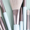 8-in-1 Mini Wooden Handle Makeup Brush Set Portable Loose Powder Brush(Sky Cyan)
