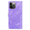 For iPhone 11 Pro Lace Floral Embossed Magnetic Buckle Leather Phone Case(Purple)