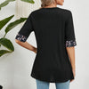 Spring Summer Printed Fake Two-Piece Square Neck Mid-Sleeve Top T-Shirt, Size: XXL(Black)