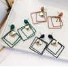 5pairs Alloy Double Diamond Stitching Ladies Earrings(Black)