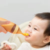 Infant Silicone Rice Paste Spoon Squeeze Feeding Soft Scoop Baby Complementary Food Tableware(Brown)