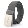 AWMN Men Nylon Canvas Cargo Jeans Casual Buckle Belt, Length: 120cm(Silver Buckle Dark Gray)