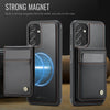 For Samsung Galaxy A13 4G JEEHOOD J06 British Style RFID MagSafe Card Bag PU Phone Case(Black)