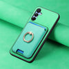 For Samsung Galaxy A15 Retro Cross Leather Ring Vertical Insert Card Bag MagSafe Phone Case(Green)