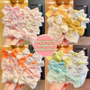 10pcs /Set  Big Bow Flower Elastic Hairbands Children Girls Sweet Hair Ties, Style: Orange Series