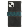 For iPhone 14 Grid Stitching Leather Phone Case with Lanyard(Black)