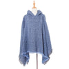 Spring Autumn Winter Checkered Pattern Hooded Cloak Shawl Scarf, Length (CM): 135cm(DP3-07 Denim Blue)