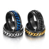 2 PCS Men Stainless Steel Embossed Turnable Chain Rings, Color: Black Steel Color(13)