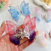 Handmade Butterfly Children Hairpin Spring Butterfly Hair Accessories(Gradient Rose Red Purple)
