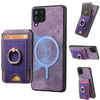 For Samsung Galaxy M32 4G Retro Splitable Magnetic Stand Card Bag Leather Phone Case(Purple)