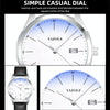 YAZOLE 560 Leather Strap Quartz Movement Waterproof Men Watch(White+Black)