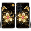 For Samsung Galaxy S23 Ultra 5G Crystal Texture Colored Drawing Leather Phone Case(Gold Flower)