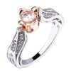 Rose Flower with Diamond Wedding Ring for Women, Ring size:5