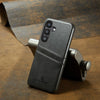 For Samsung Galaxy S25 5G Fierre Shann Retro Oil Wax Texture Card Slots PU Leather Phone Case(Black)